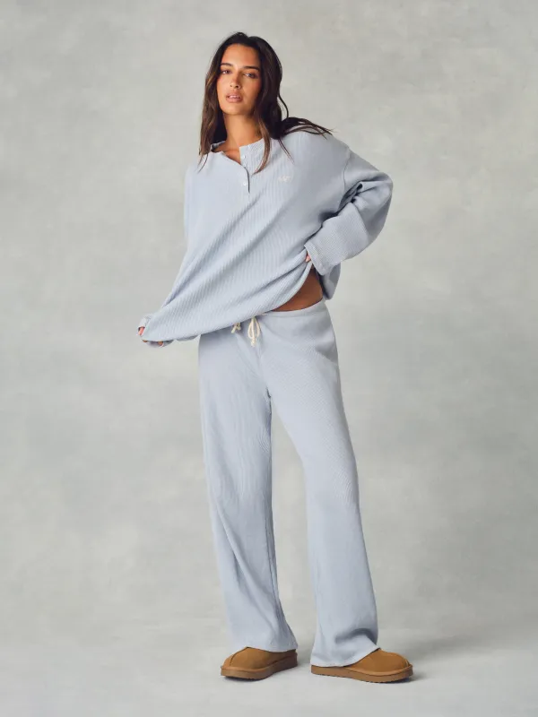 WAFFLE LOUNGE DRAWSTRING STRAIGHT LEG PANTS - PALMETTO made by SETactive
