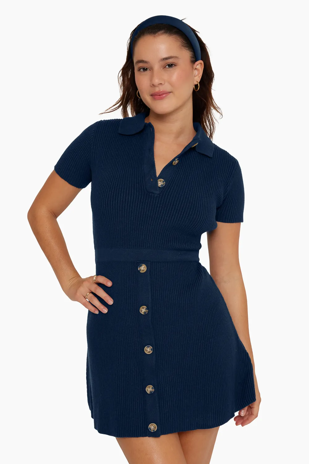 RIB KNIT POLO KNIT DRESS - EMPIRE sold by SETactive product image thumbnail 3