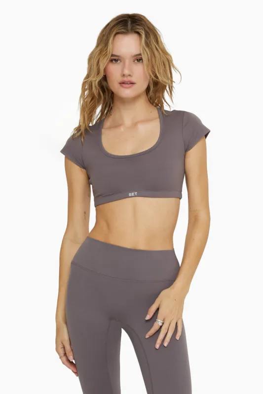 FORMCLOUD® CAP SLEEVE SCOOP BRA - SMOKE sold by SETactive