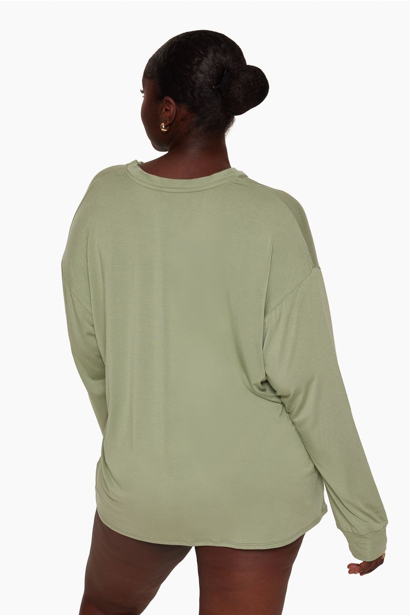 SET SLEEP™ OVERSIZED BOYFRIEND HENLEY - MATCHA sold by SETactive product image thumbnail 3