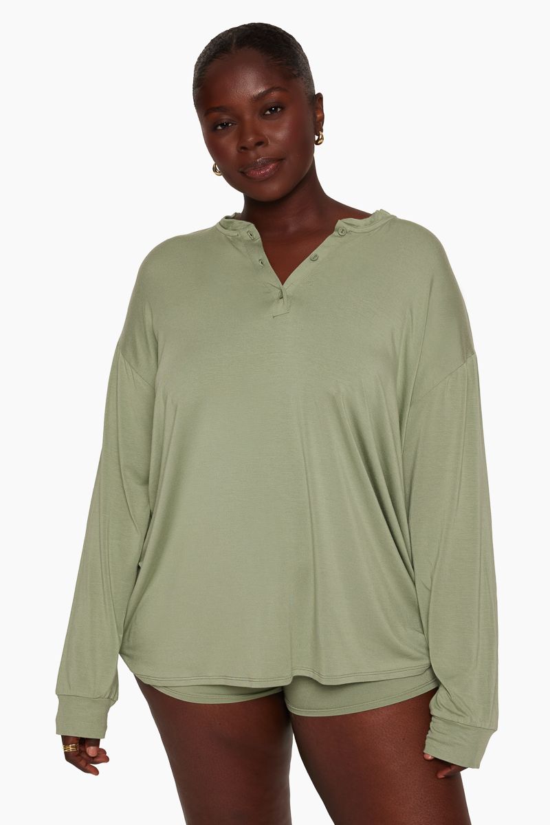 SET SLEEP™ OVERSIZED BOYFRIEND HENLEY - MATCHA sold by SETactive product image thumbnail 2