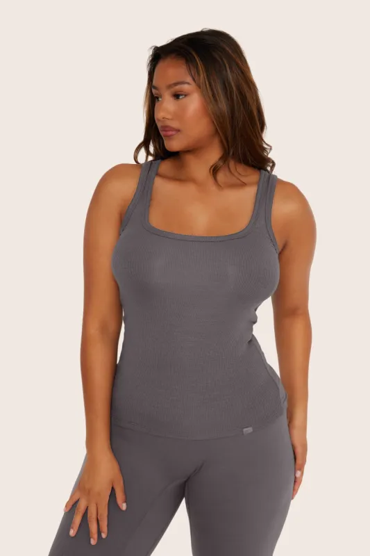 RIBBED MODAL BODY TANK - GRAPHITE sold by SETactive