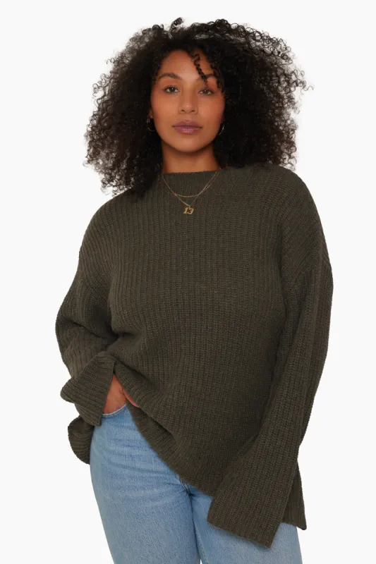 CHUNKY RIB KNIT OVERSIZED MOCK NECK SWEATER - SHADOW sold by SETactive