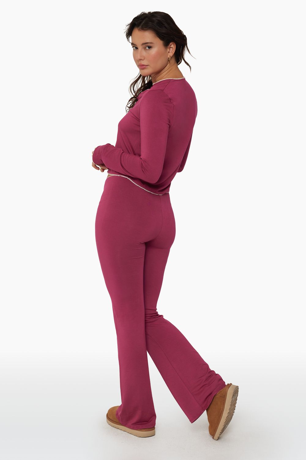 SLEEP JERSEY FLARE PANTS - ORCHID sold by SETactive product image thumbnail 3