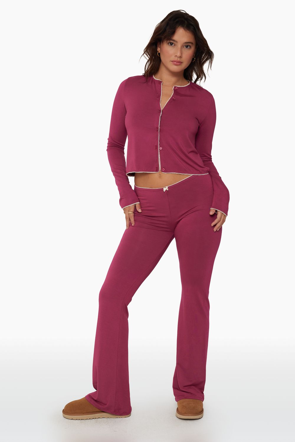 SLEEP JERSEY FLARE PANTS - ORCHID sold by SETactive product image thumbnail 2