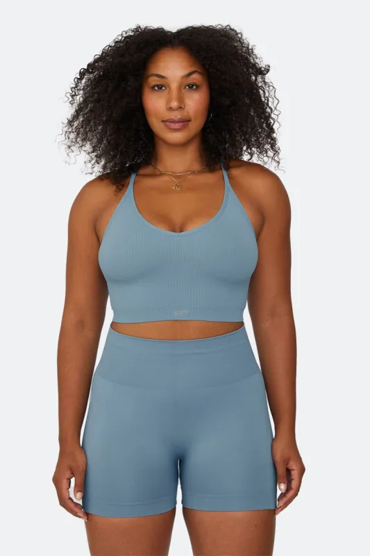 SCULPTFLEX® RIBBED V BRA - BLUE JEAN sold by SETactive