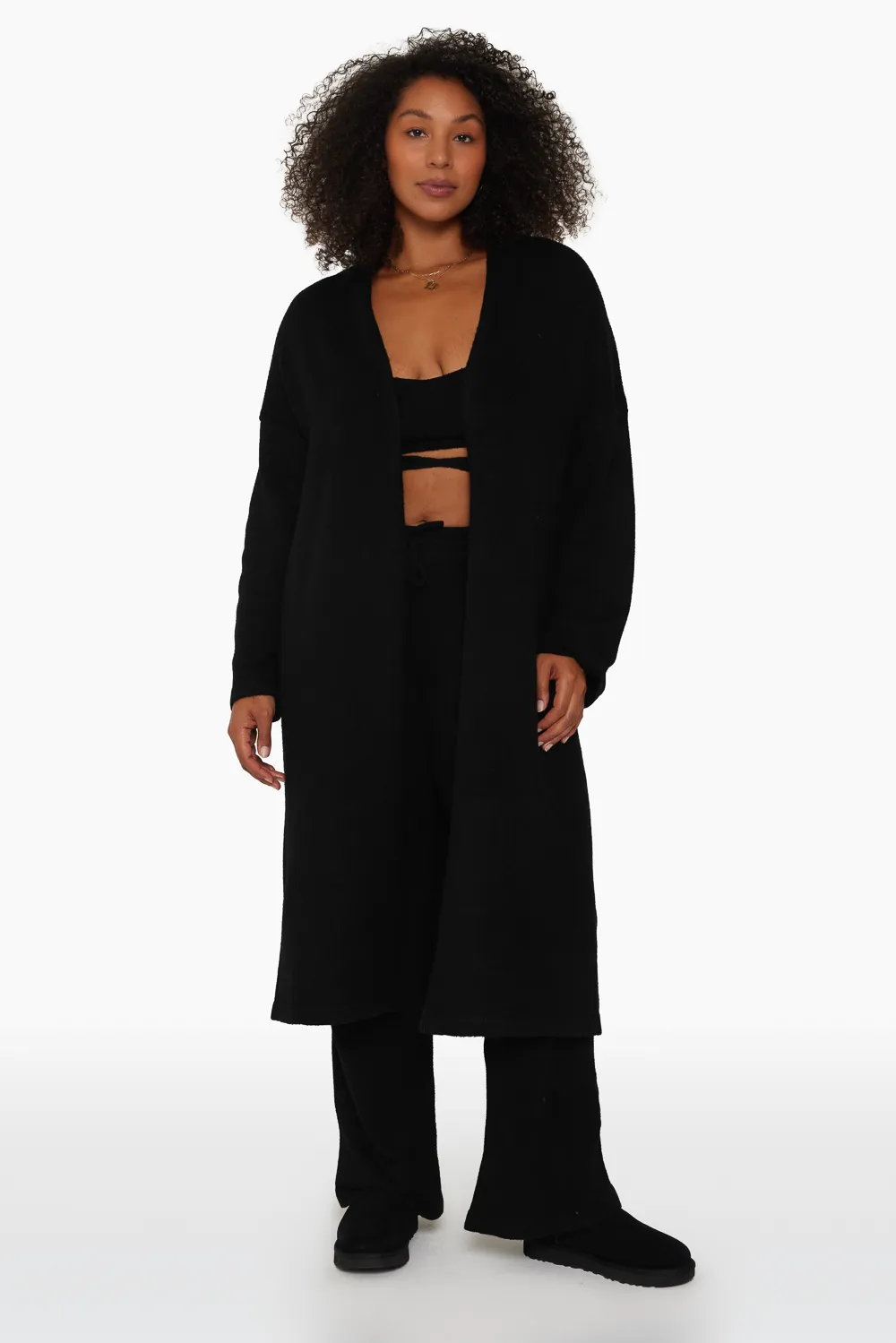 JERSEY KNIT LONGLINE CARDIGAN - ONYX sold by SETactive product image thumbnail 3