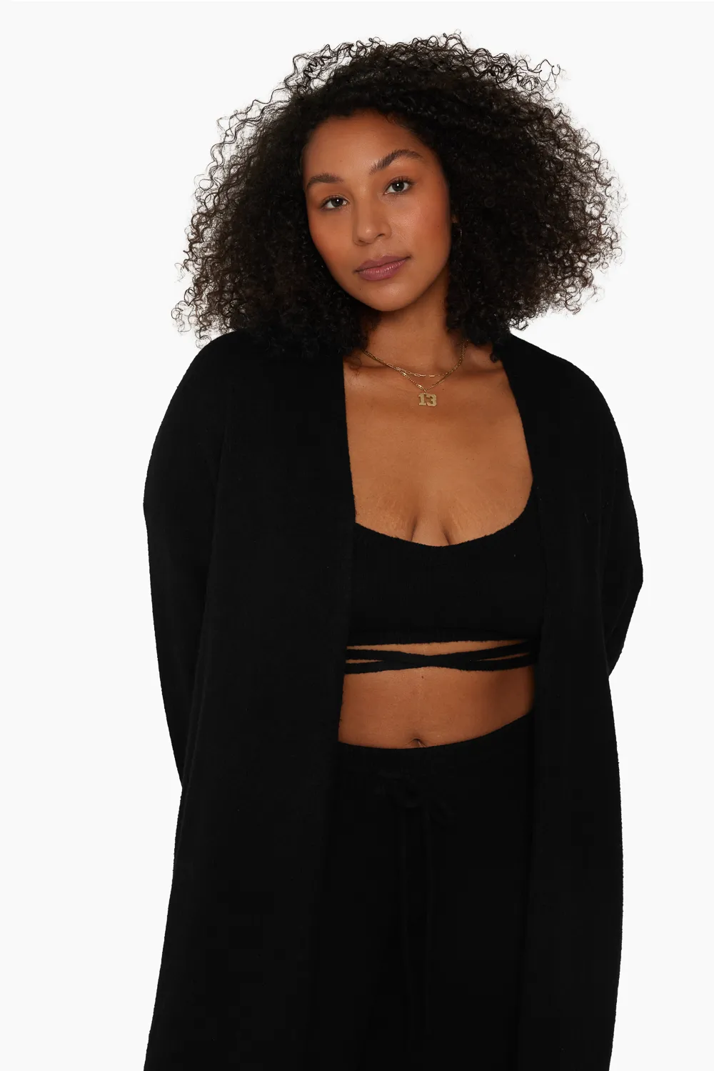 JERSEY KNIT LONGLINE CARDIGAN - ONYX sold by SETactive product image thumbnail 4