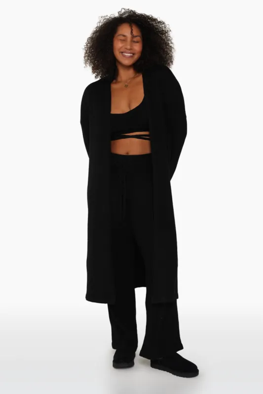 JERSEY KNIT LONGLINE CARDIGAN - ONYX sold by SETactive
