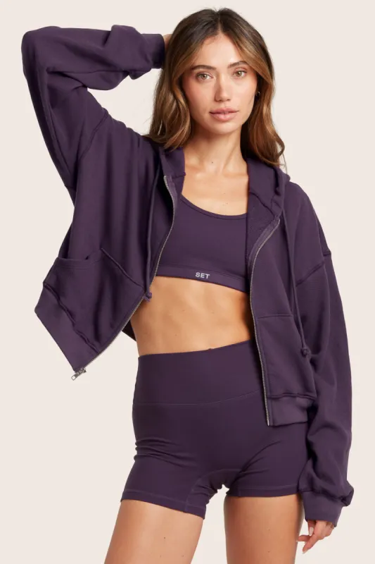 LIGHTWEIGHT SWEATS CLASSIC ZIP HOODIE - PLUM sold by SETactive