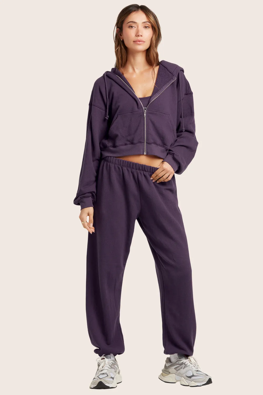 LIGHTWEIGHT SWEATS CLASSIC ZIP HOODIE - PLUM sold by SETactive product image thumbnail 4