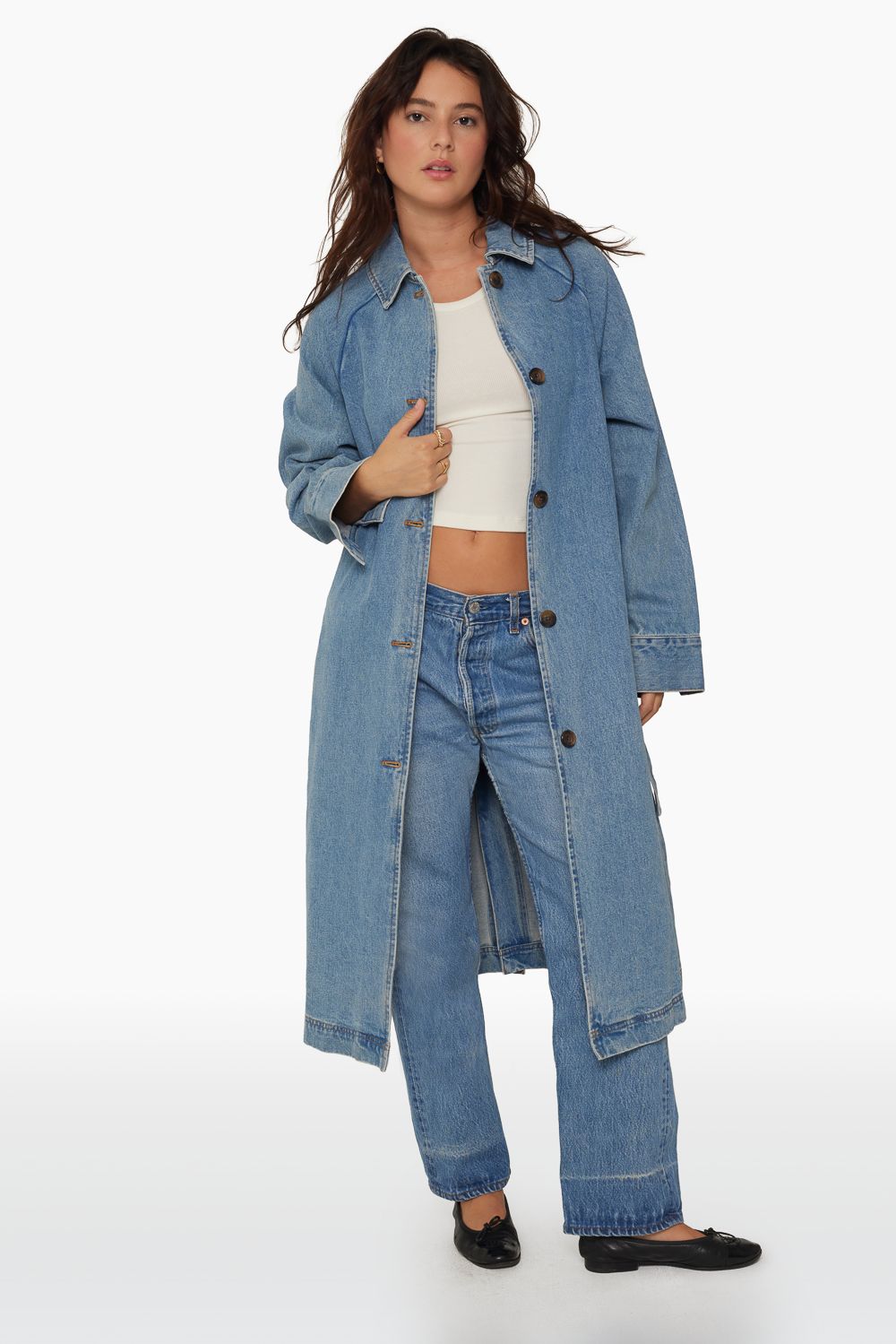 DENIM TRENCH COAT - CLASSIC MID WASH sold by SETactive