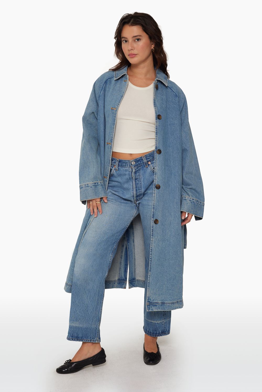 DENIM TRENCH COAT - CLASSIC MID WASH sold by SETactive product image thumbnail 3