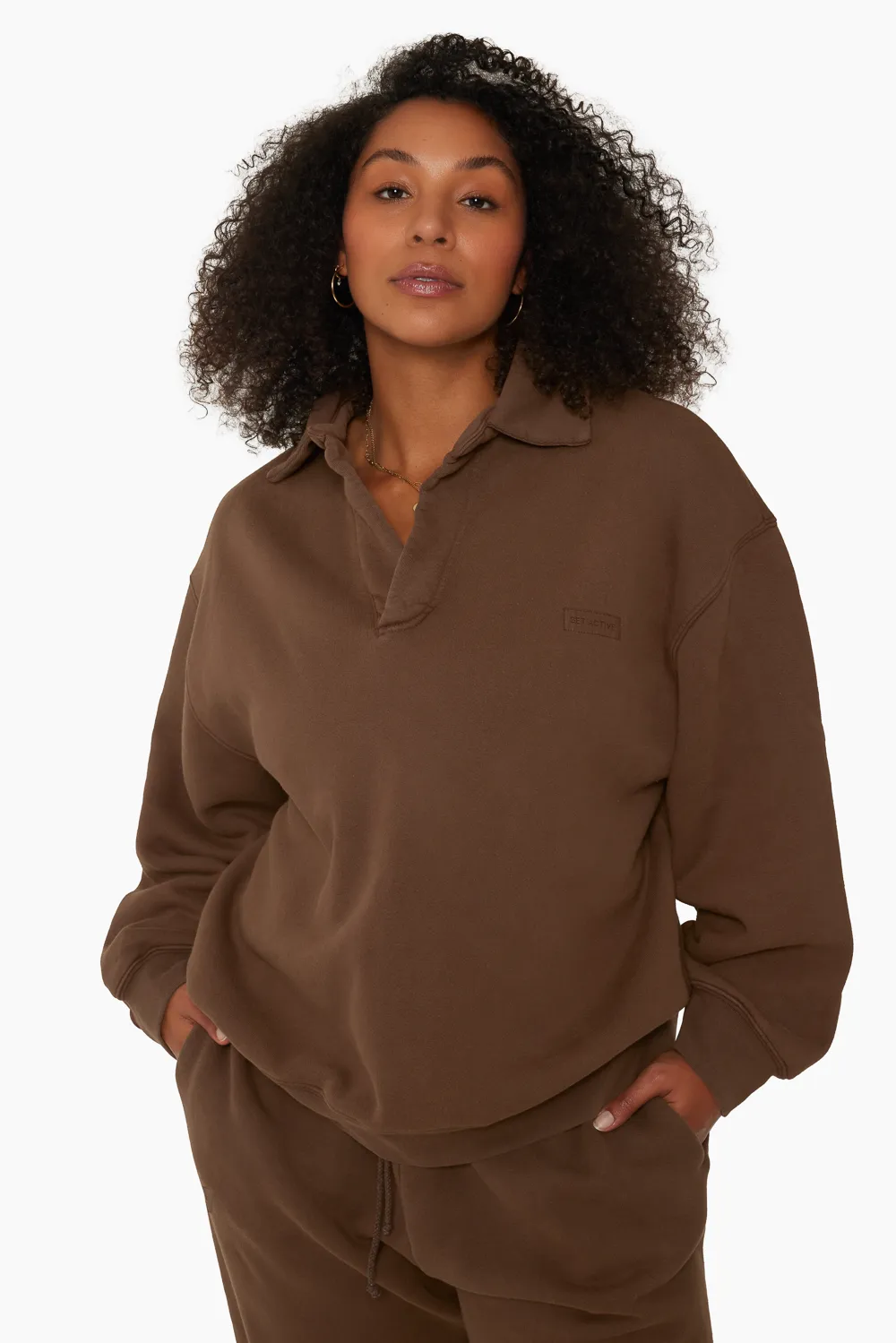 HEAVYWEIGHT SWEATS COLLARED SWEATSHIRT - BARK sold by SETactive