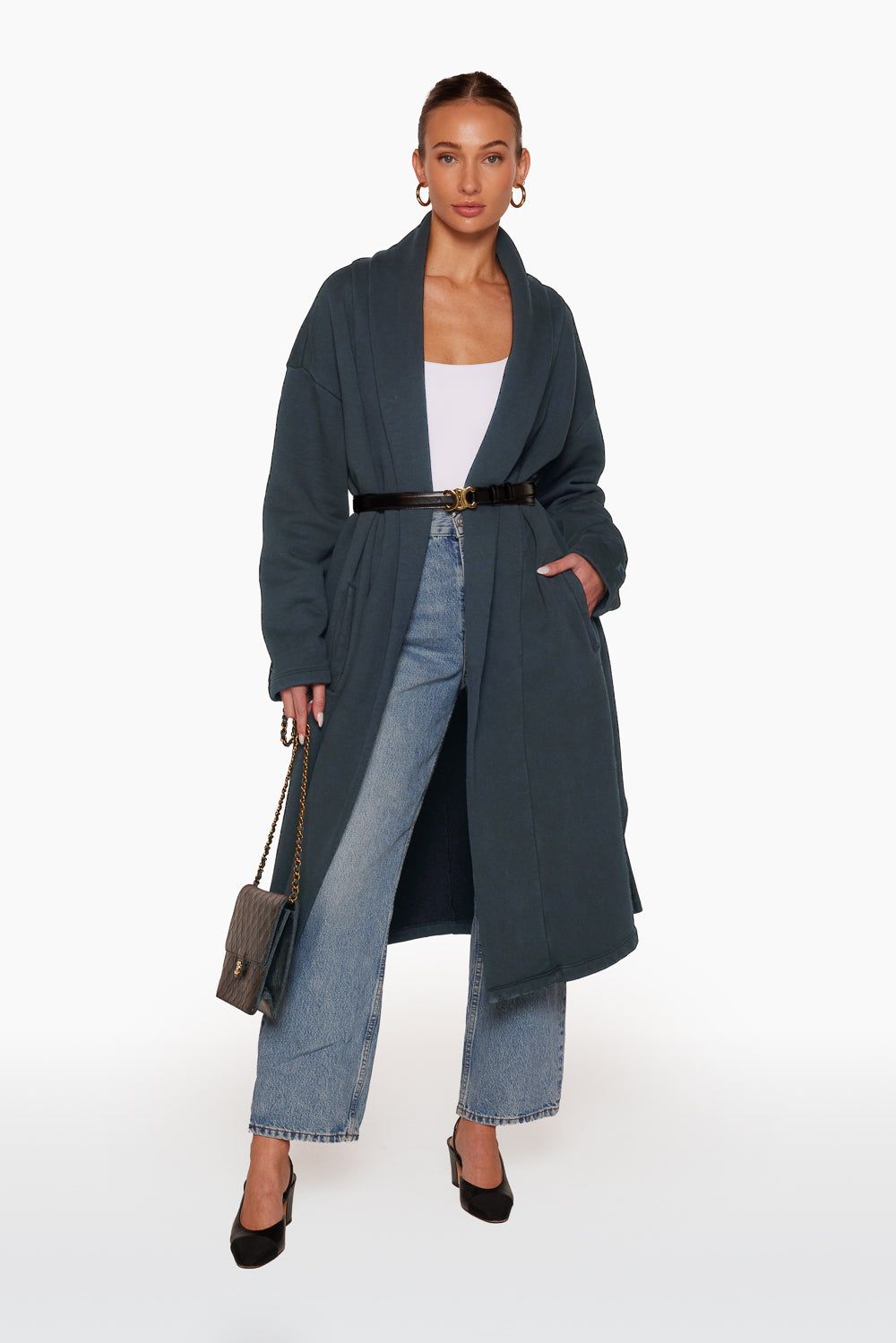 LONGLINE SWEATS CARDIGAN - INK sold by SETactive product image thumbnail 4