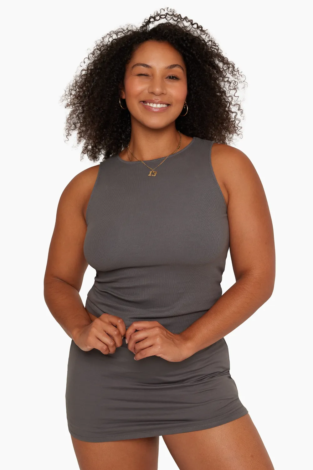 COTTON RIB RIBBED TANK - GRAPHITE sold by SETactive product image thumbnail 3