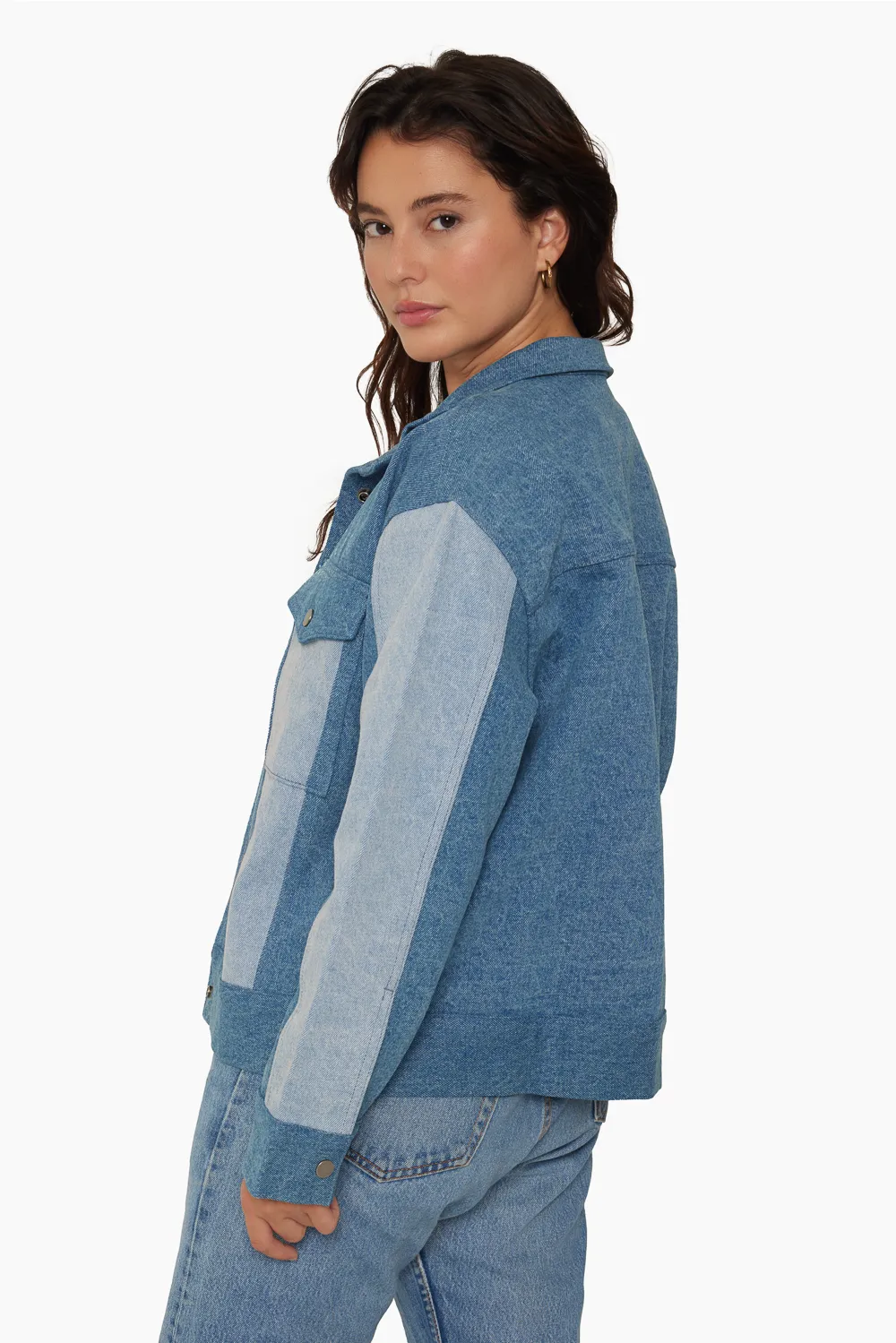 DENIM TWO TONED DENIM JACKET - CLASSIC MID WASH sold by SETactive product image thumbnail 2