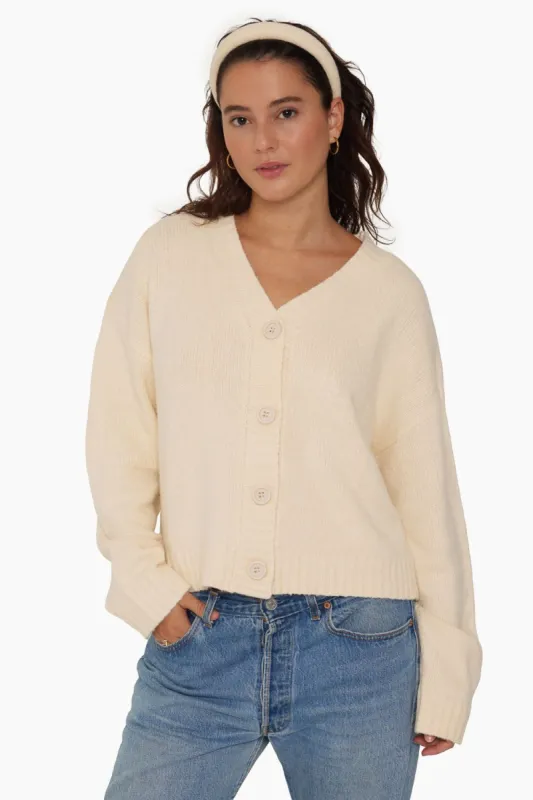 JERSEY KNIT BOXY CARDIGAN - BONE sold by SETactive