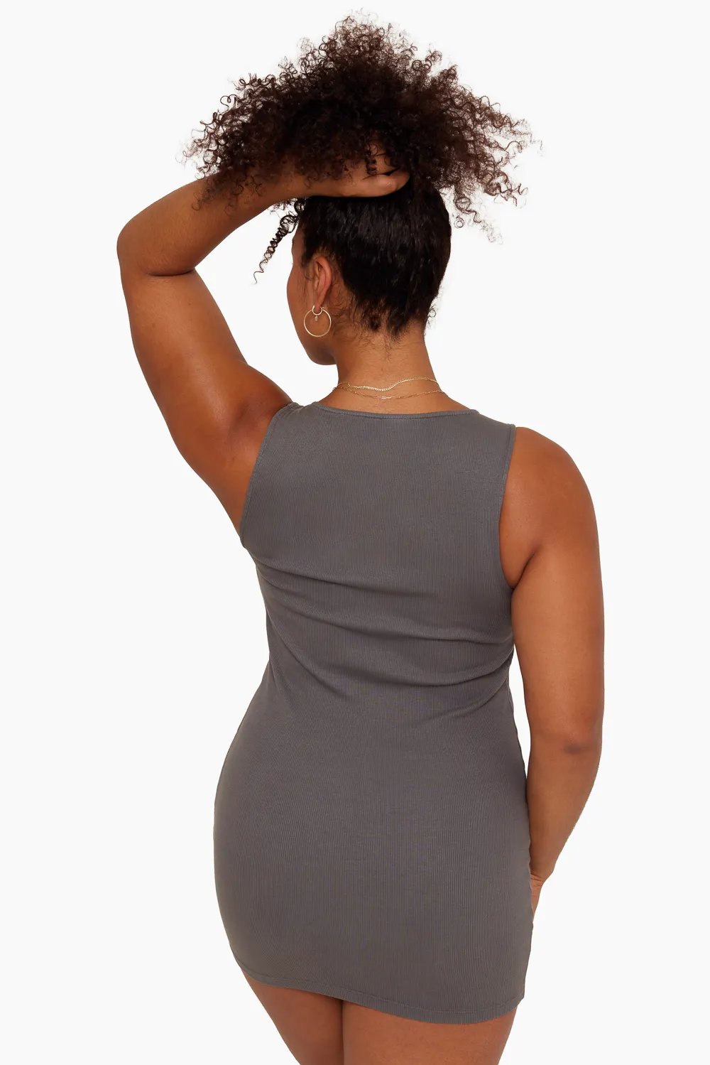 COTTON RIB RIBBED TANK DRESS - GRAPHITE sold by SETactive product image thumbnail 2