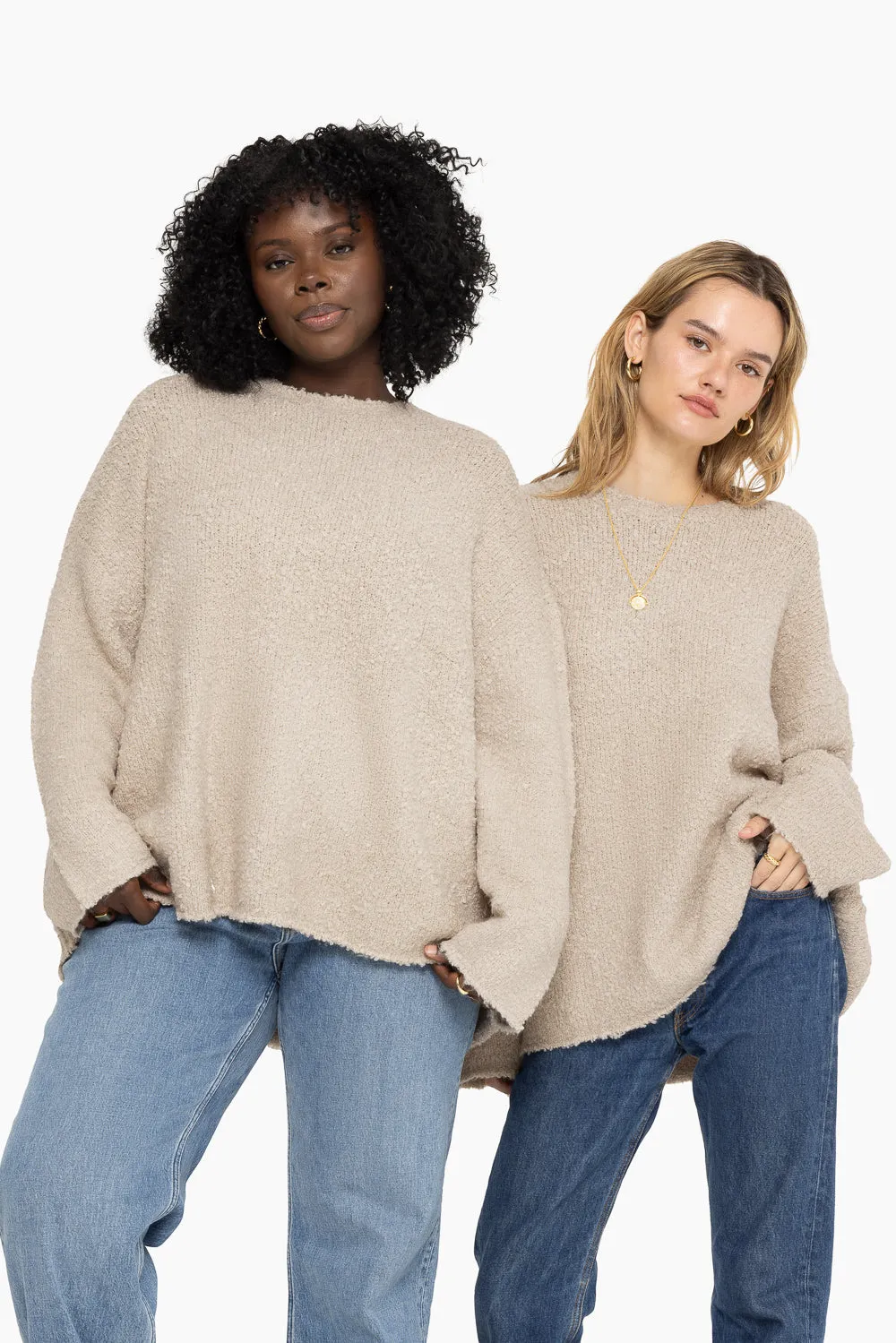 BOUCLÉ OVERSIZED CREWNECK SWEATER - OAT sold by SETactive product image thumbnail 3