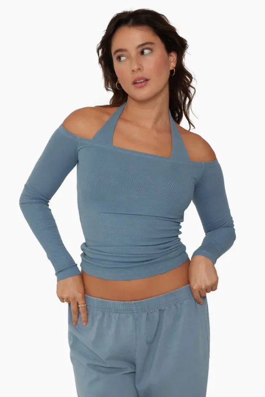 RIBBED MODAL THE ABBY TOP - STEEL sold by SETactive