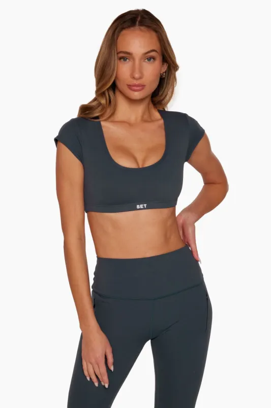 LUXFORM® CAP SLEEVE SCOOP BRA - INK sold by SETactive