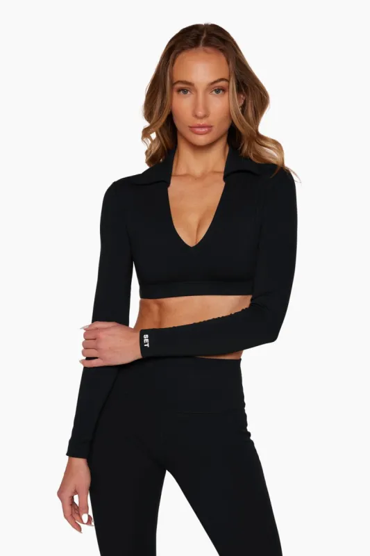 LUXFORM® COLLARED LONG SLEEVE BRA - ONYX sold by SETactive