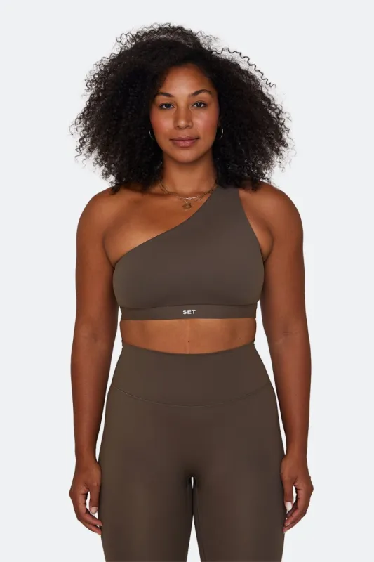 SPORTBODY® ONE SHOULDER BRA - BROWNSTONE sold by SETactive