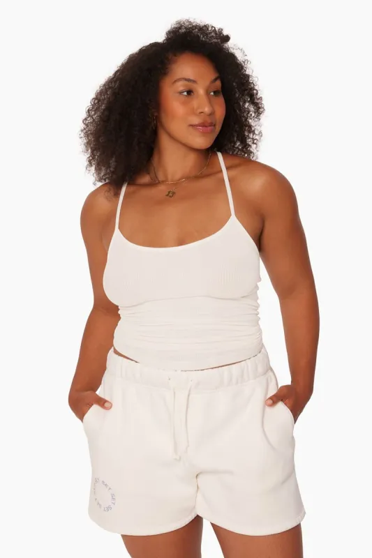 RIBBED SCOOP RACER TANK - BLANC sold by SETactive