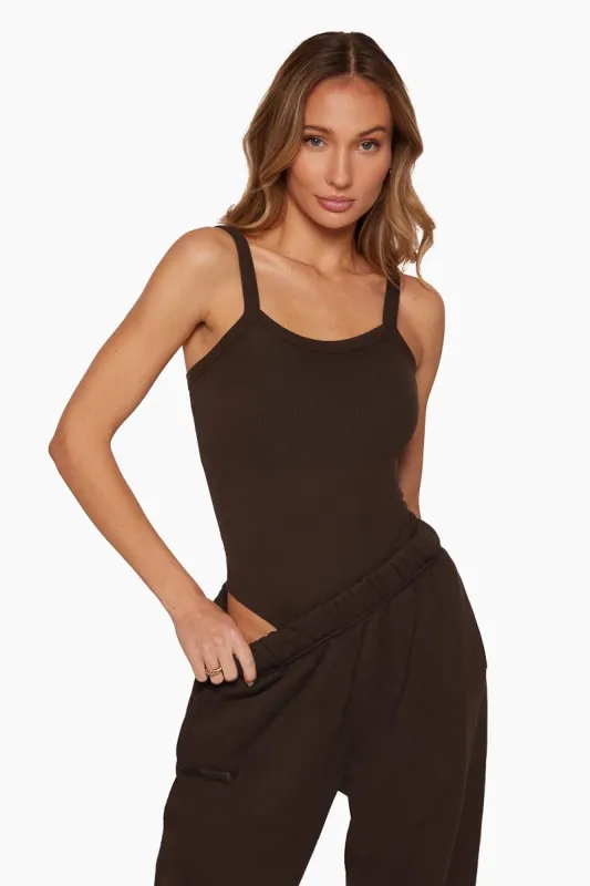 RIBBED SCOOP BODYSUIT - ESPRESSO sold by SETactive