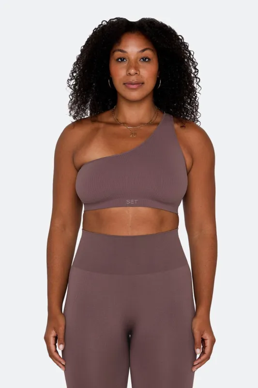 SCULPTFLEX® RIBBED ONE SHOULDER BRA - PEPPER sold by SETactive