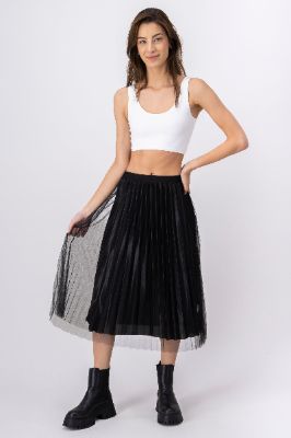 Falda midi plisada mesh sold by Shasa
