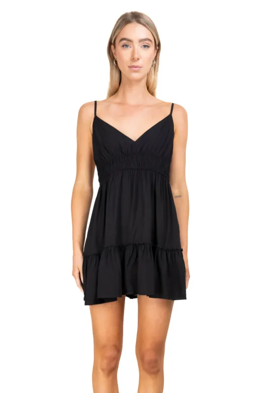 Vestido mini escote v olanes sold by Shasa
