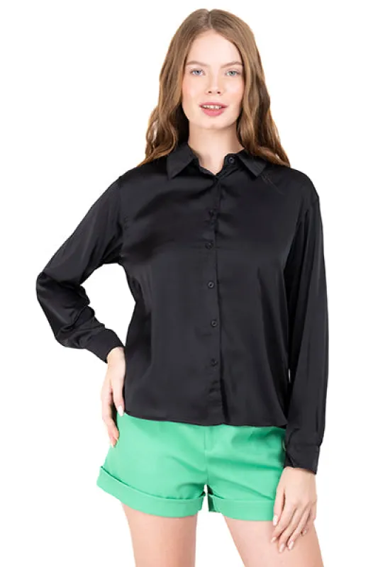 Camisa Satín Manga Larga sold by Shasa