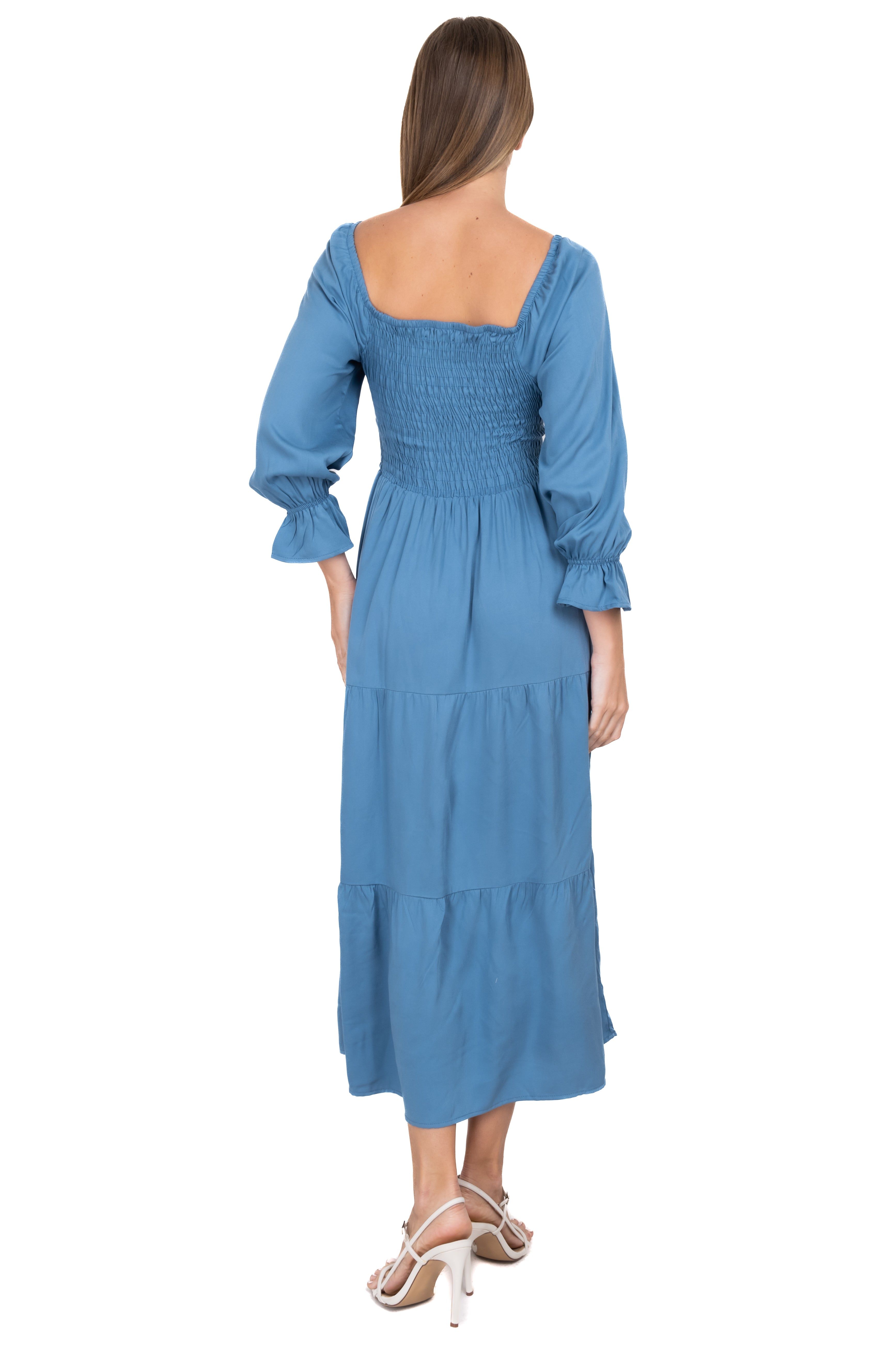 Vestido maxi smok escote cuadrado sold by Shasa product image thumbnail 4