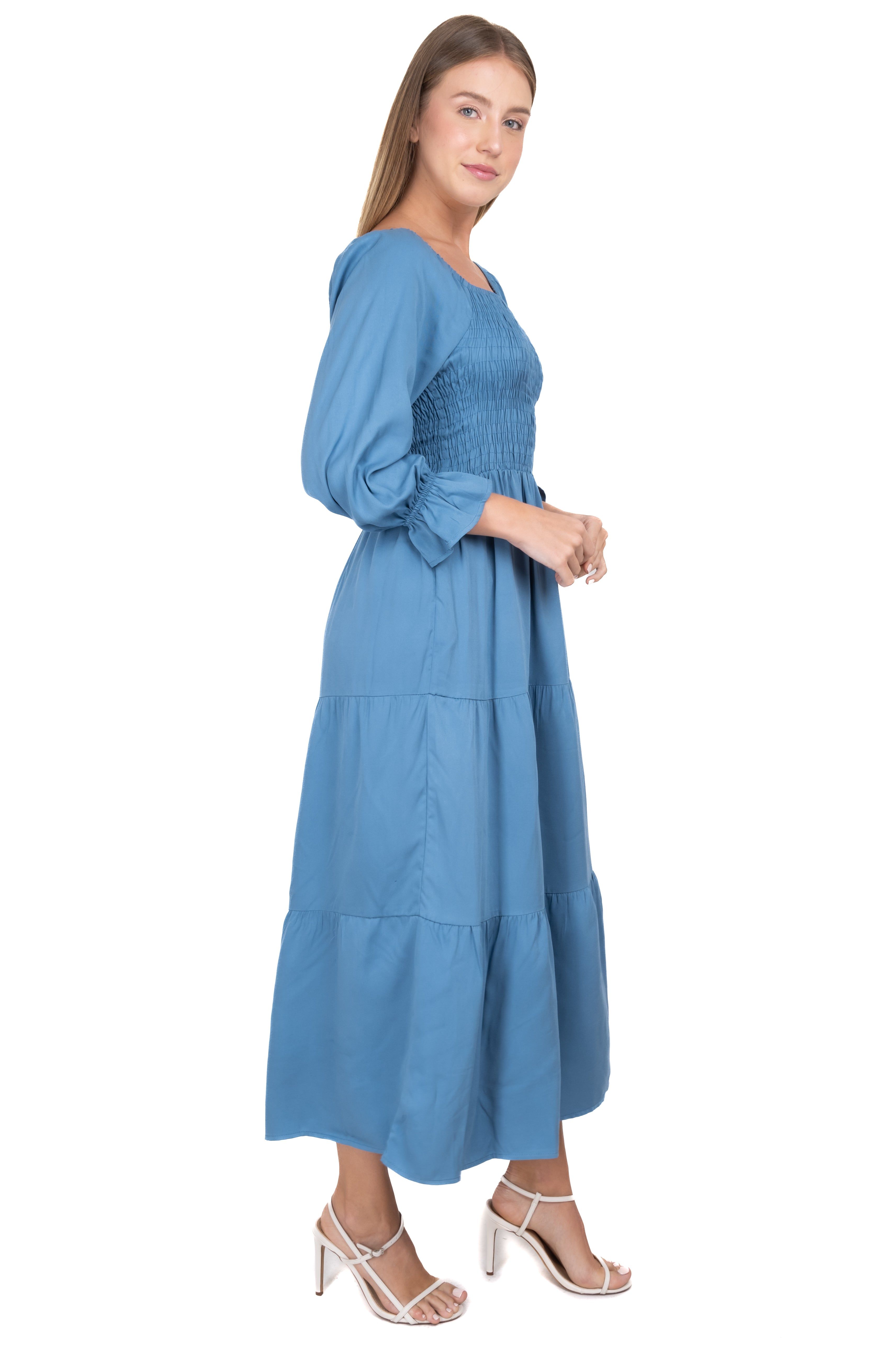 Vestido maxi smok escote cuadrado sold by Shasa product image thumbnail 3