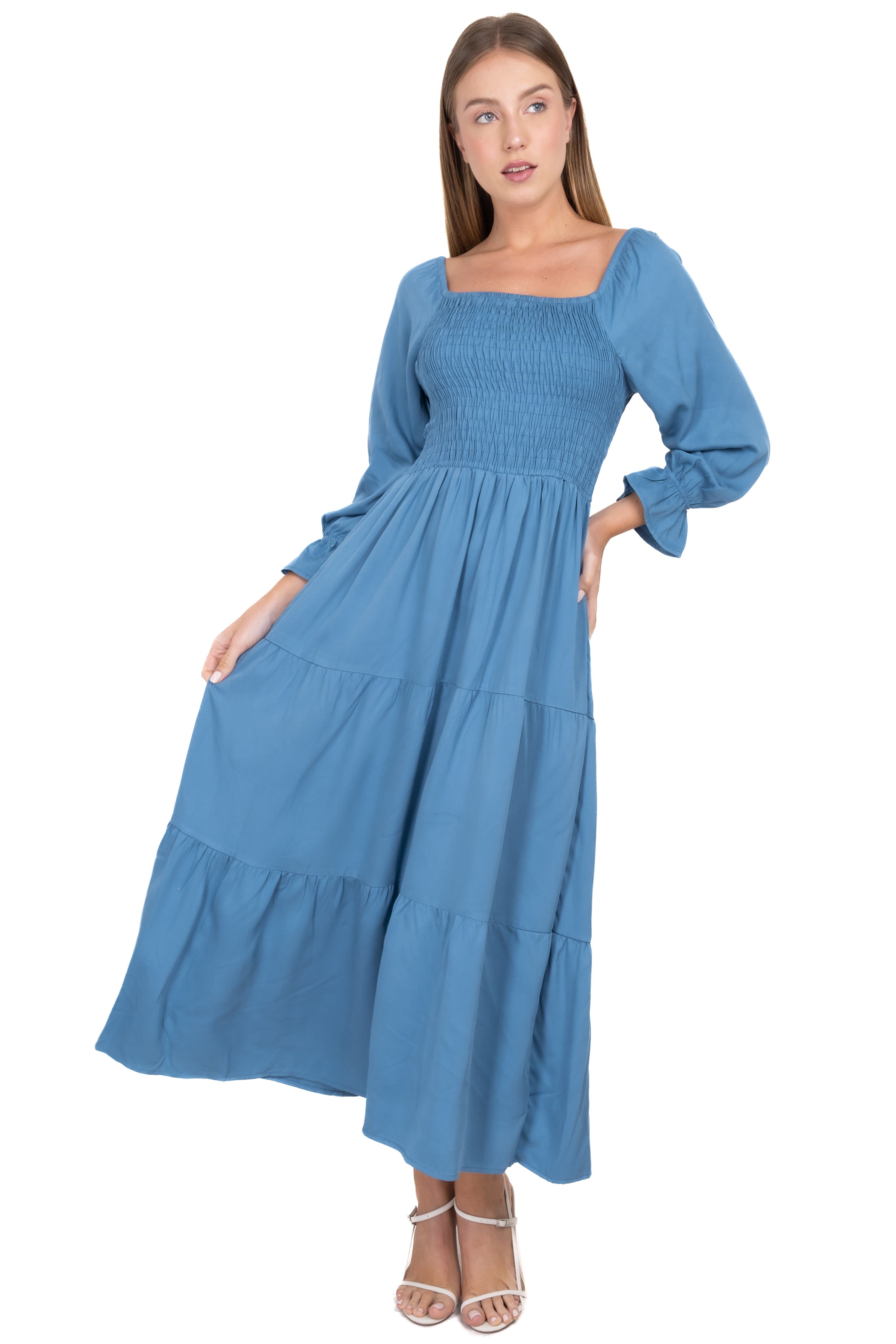 Vestido maxi smok escote cuadrado sold by Shasa product image thumbnail 2