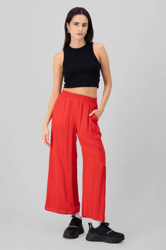 Pantalón Wide Leg Cintura Alta Fruncida sold by Shasa