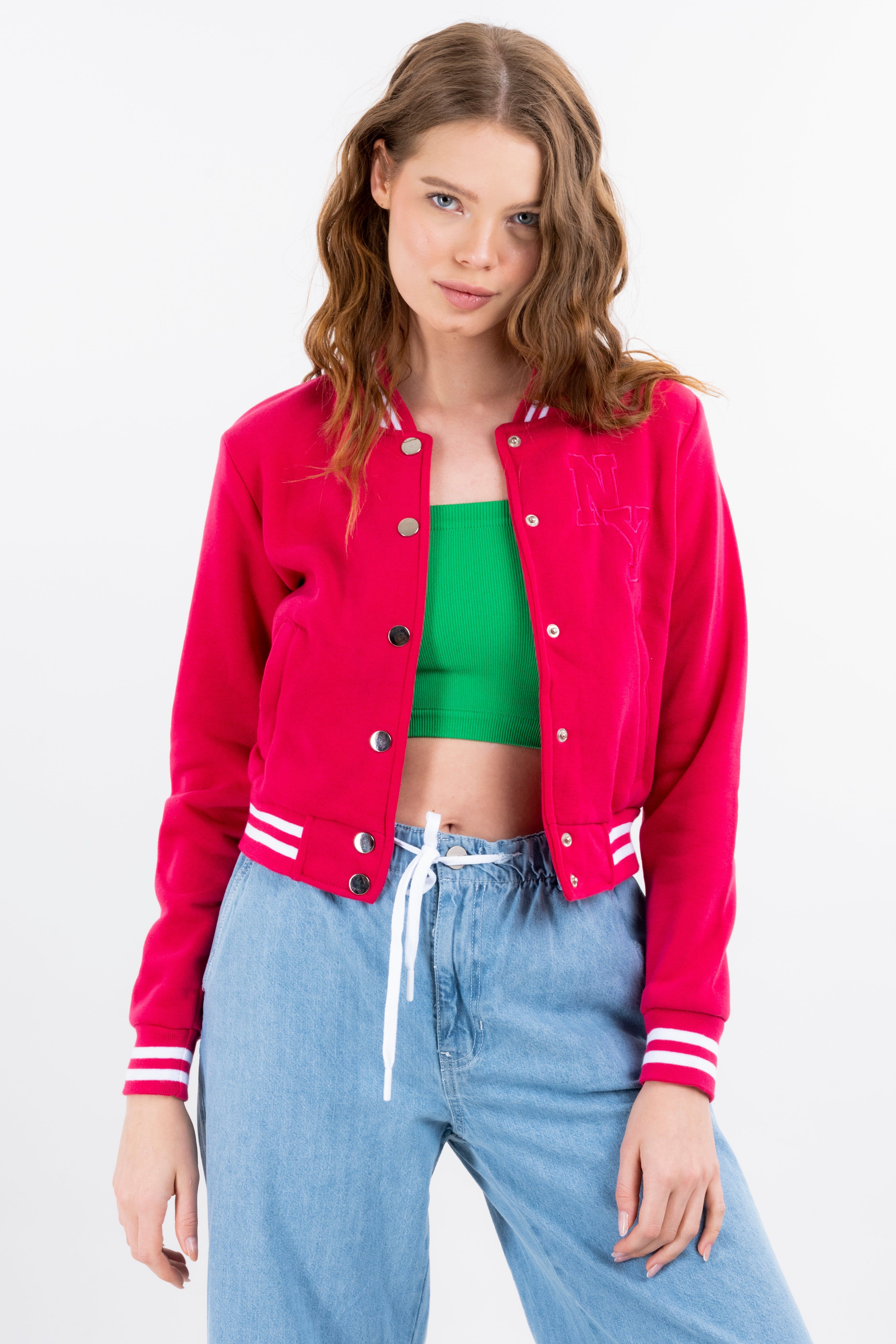 Chamarra varsity bordado NY sold by Shasa