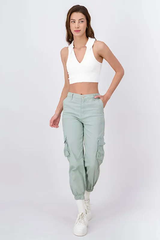 Jeans Cargo Cintura Alta Dos Bolsas sold by Shasa