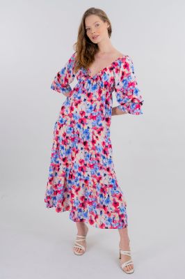 Vestido maxi popelina flores sold by Shasa