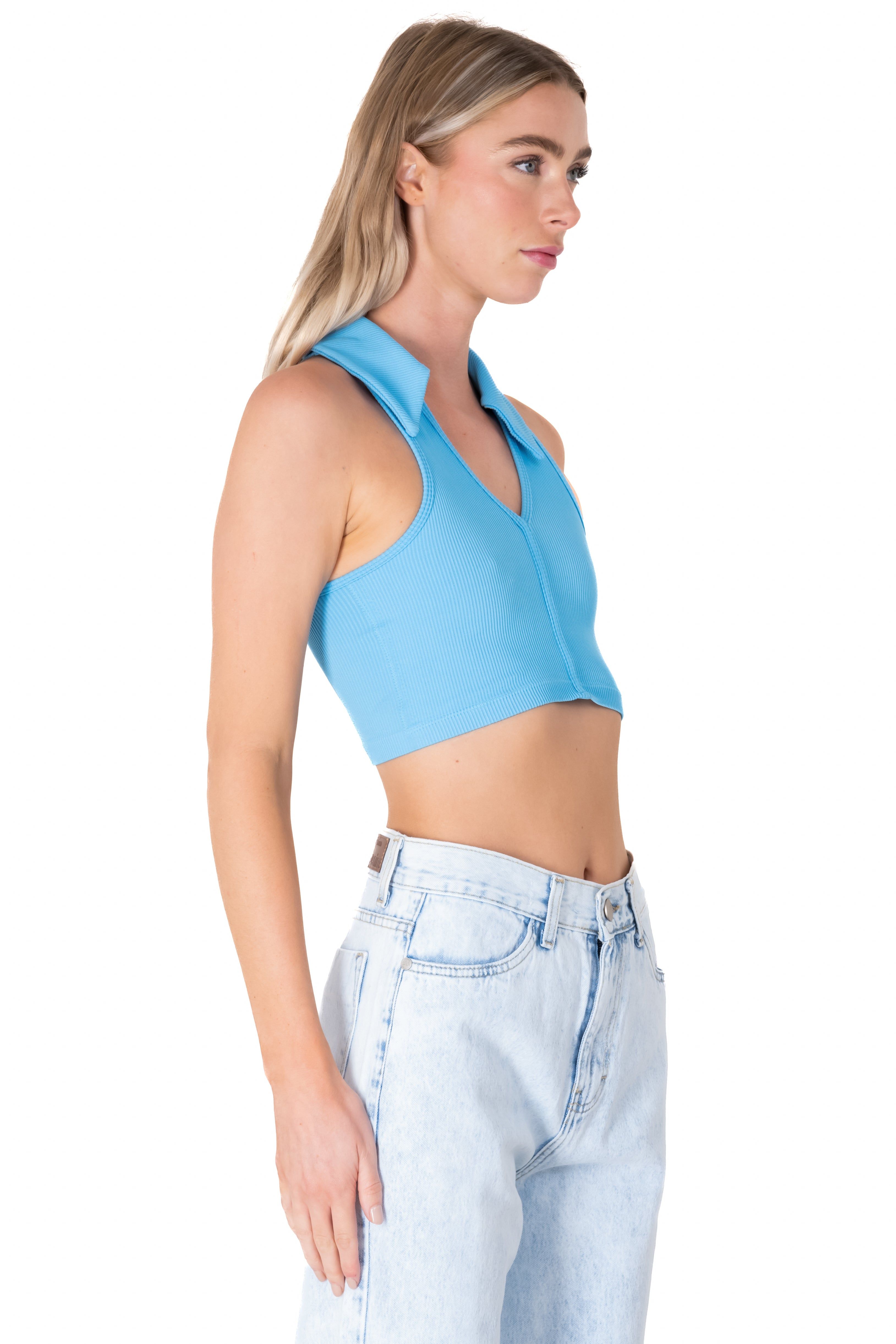 Top crop seamless cuello polo sold by Shasa product image thumbnail 3