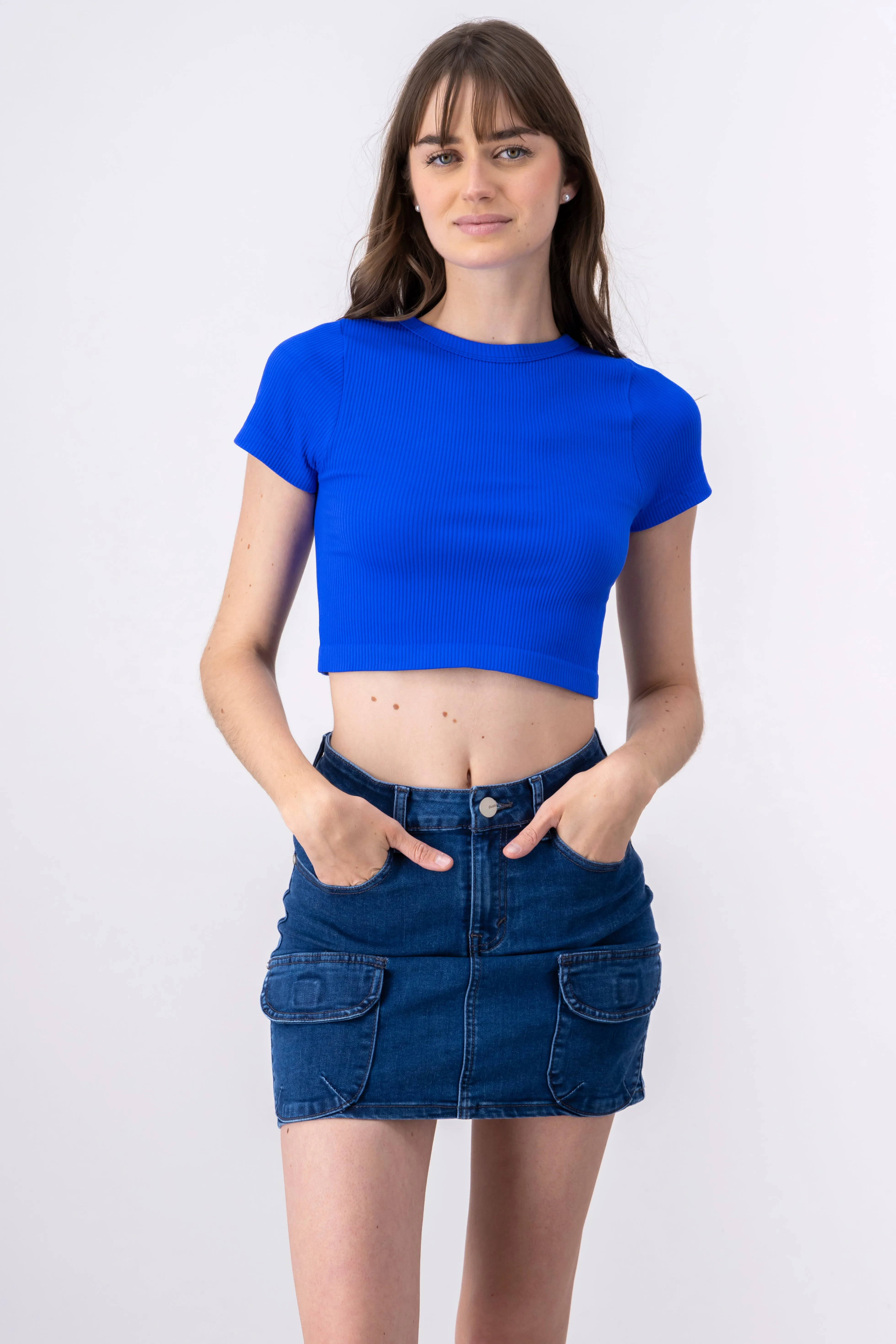 Top Crop Acanalado Manga Corta sold by Shasa