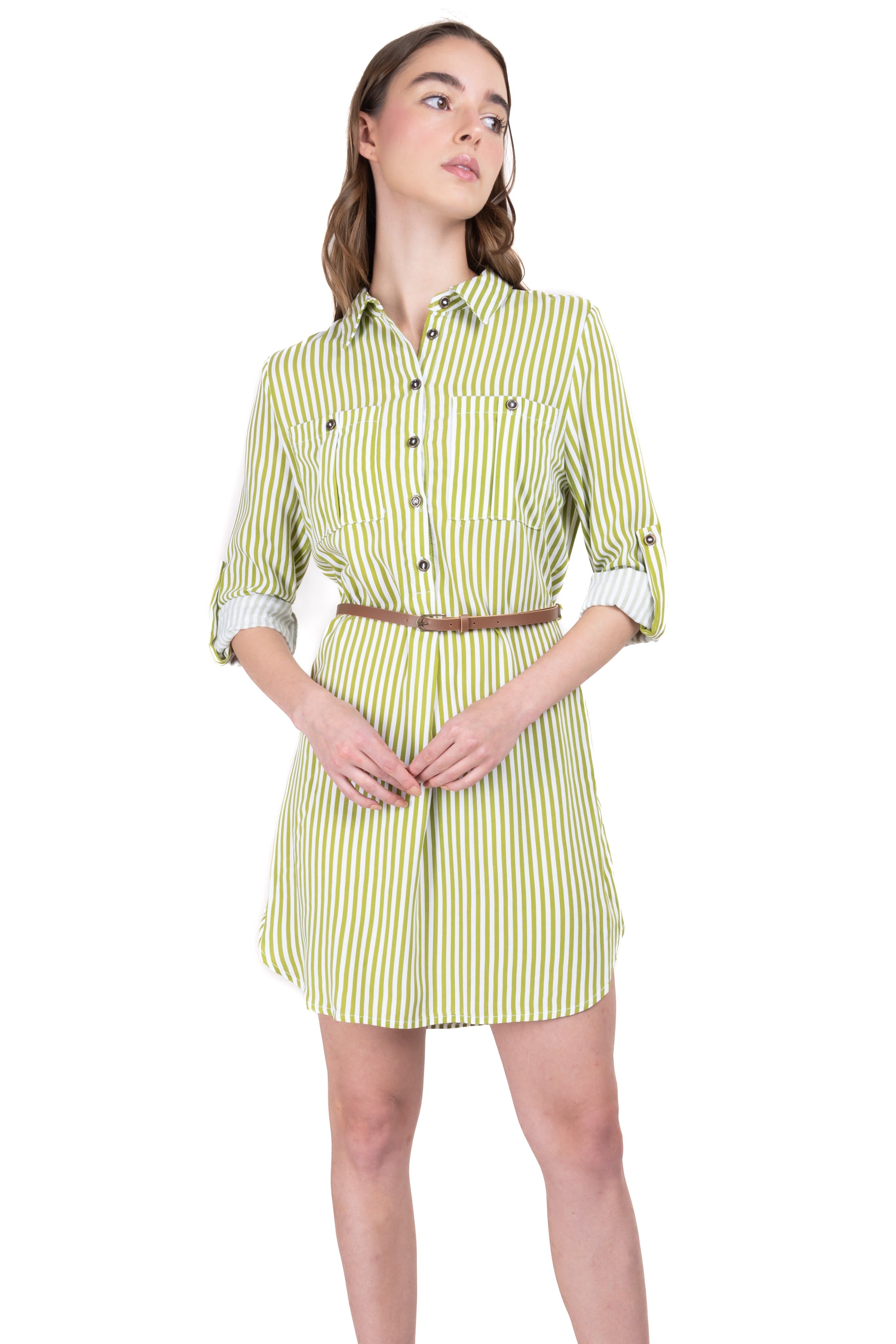 Vestido mini camisero estampado rayas sold by Shasa