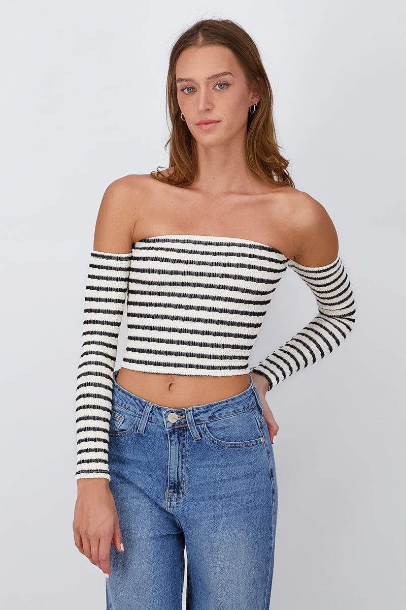 Top sin hombros rayas manga larga sold by Shasa product image thumbnail 2