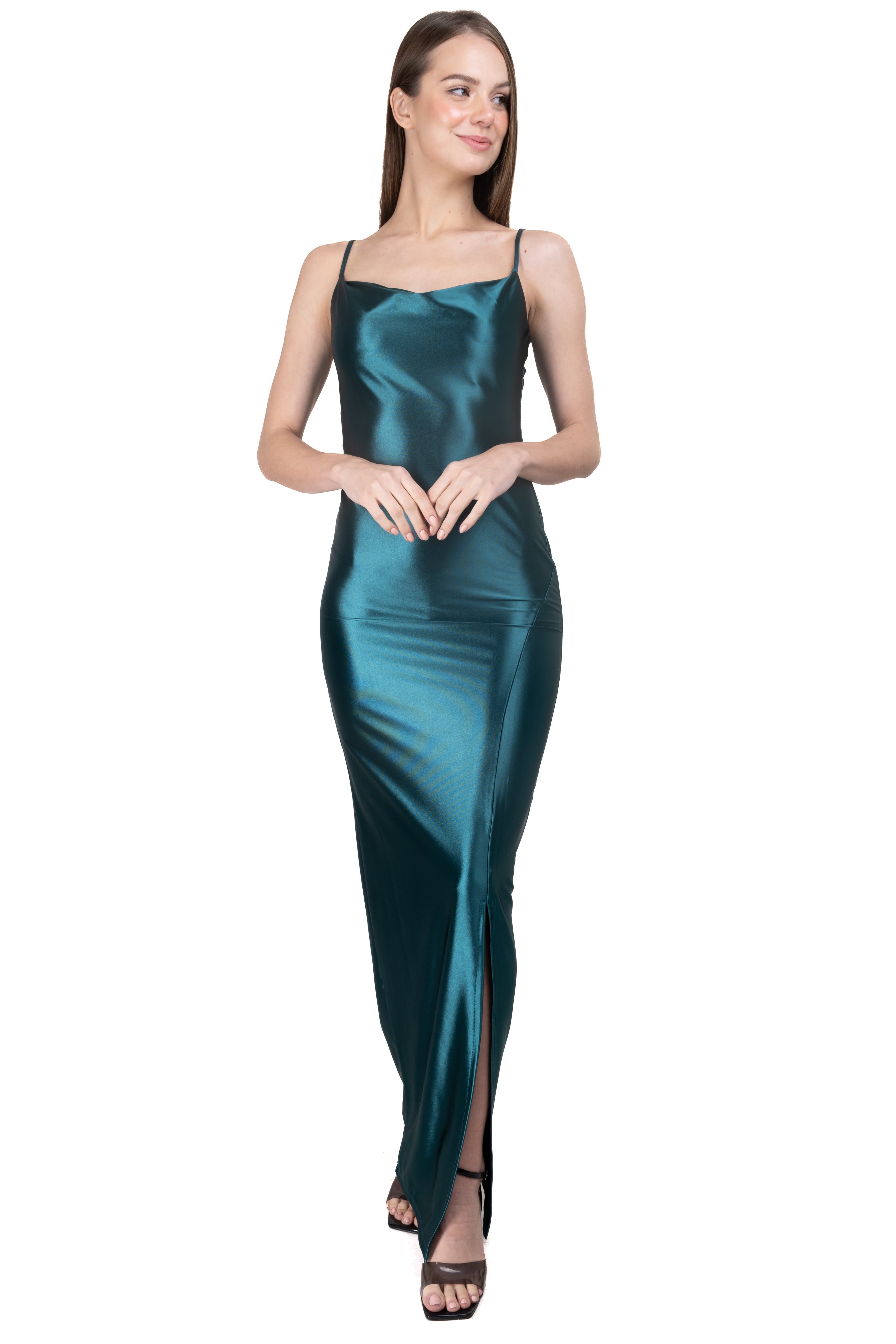 Vestido maxi escote drapeado sold by Shasa