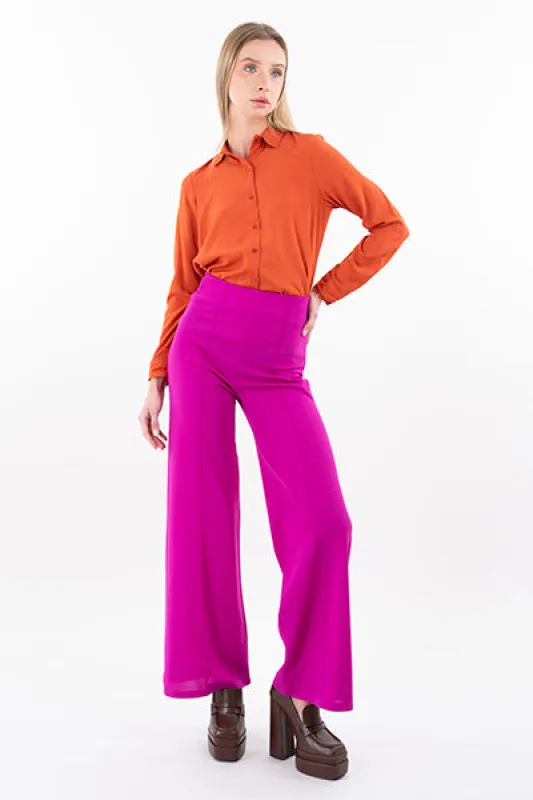 Pantalón Wide Leg Cintura Alta Costuras sold by Shasa