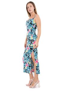 Vestido maxi tropical tirantes delgados sold by Shasa