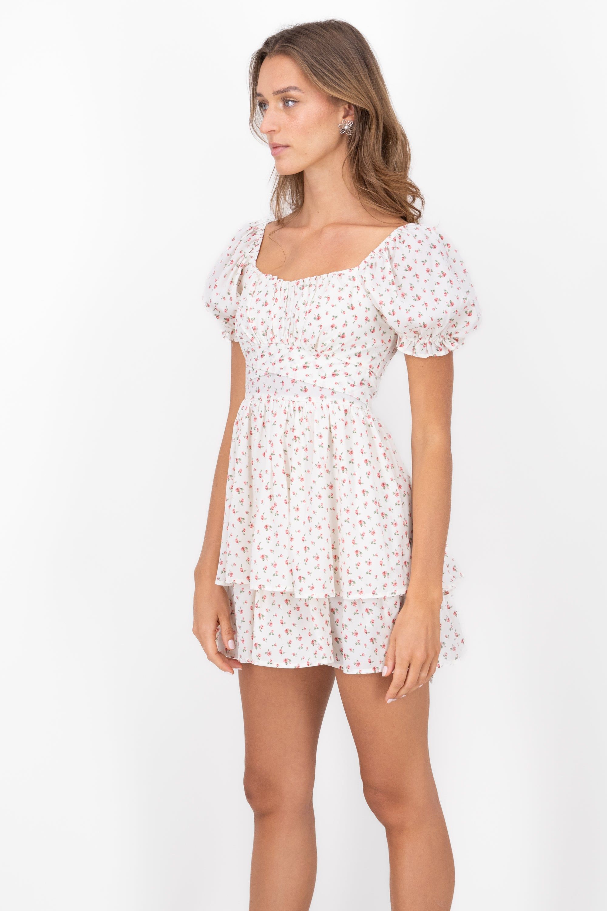 Vestido Mini Busto Fruncido Flores sold by Shasa product image thumbnail 3