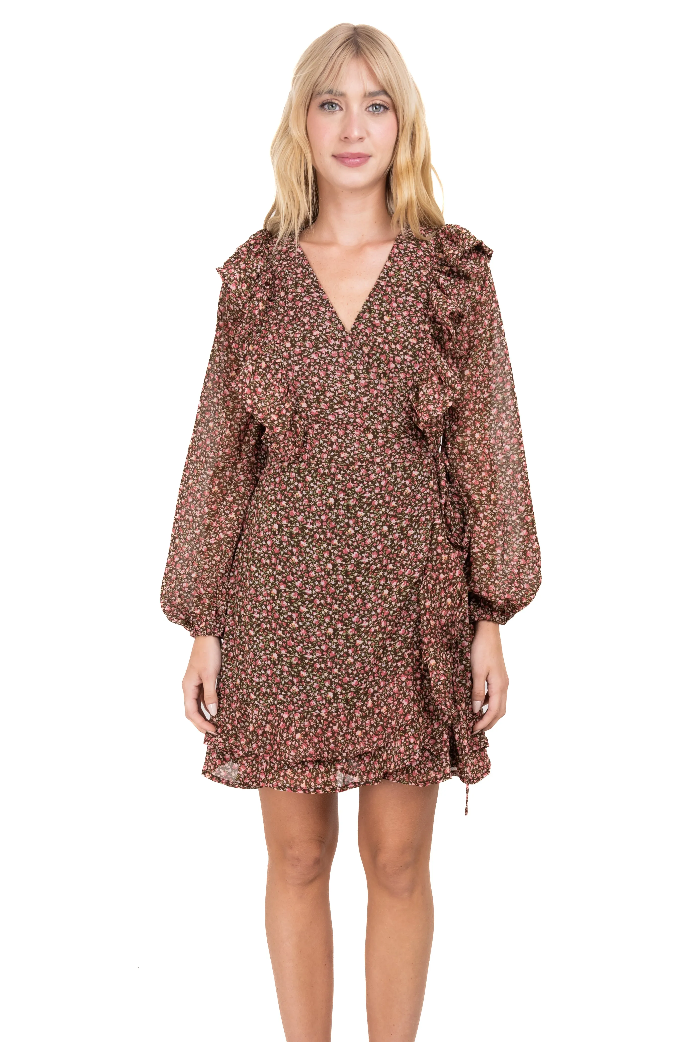 Vestido con detalle olanes y estampado de flores sold by Shasa product image thumbnail 2